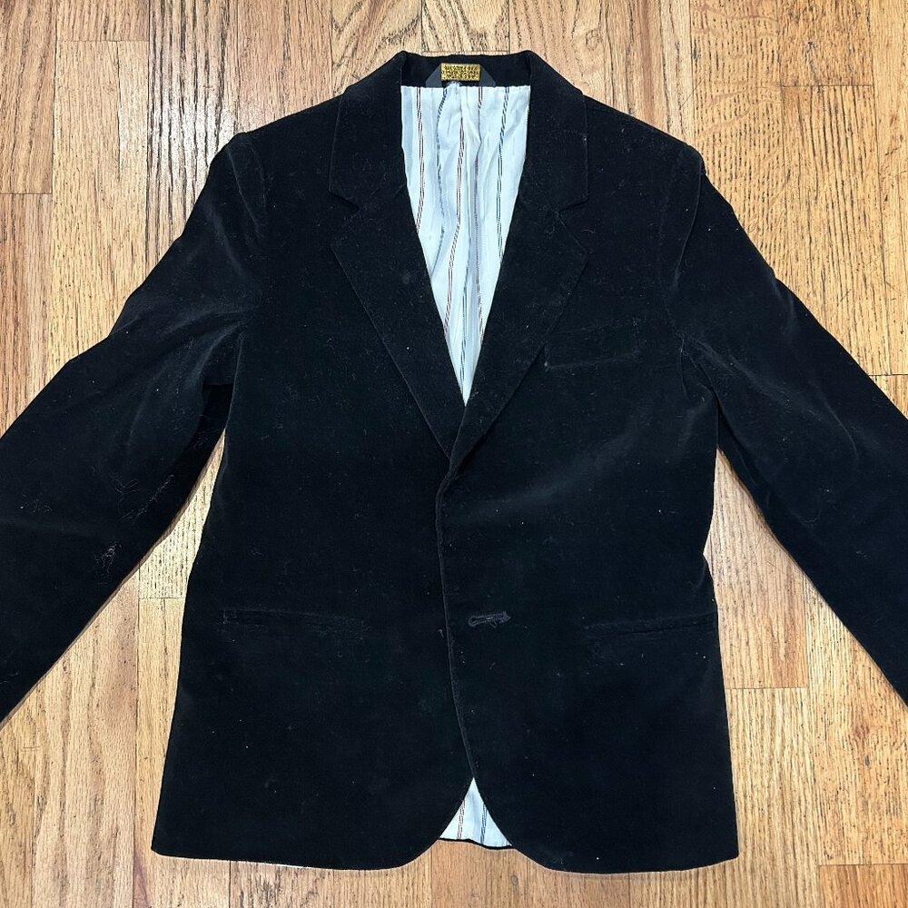 Boys/Kids Black Velveteen Blazer